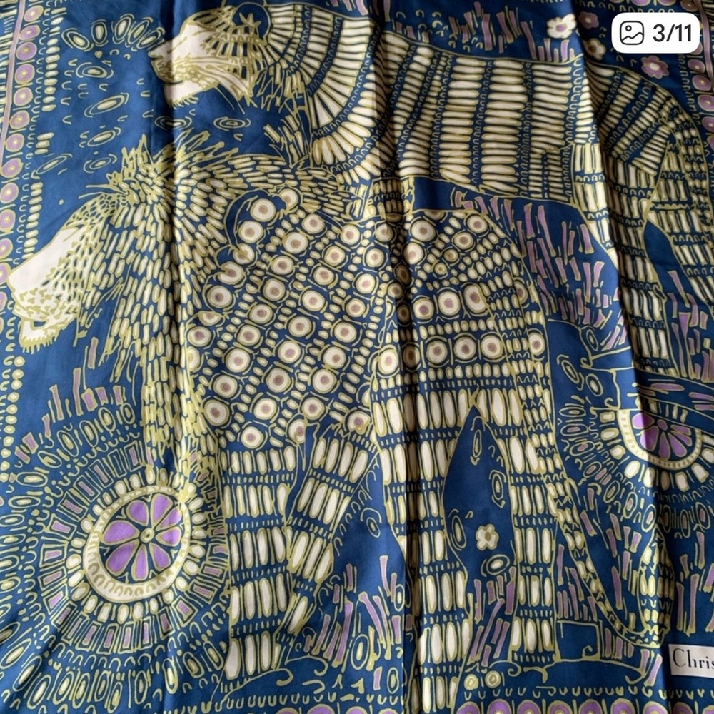 Dior Christian vintage Silk Scarf in Blue and Purple